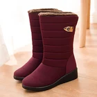 Ботинки женские зимние до середины икры, плюшевые водонепроницаемые теплые сапоги, зимняя обувь