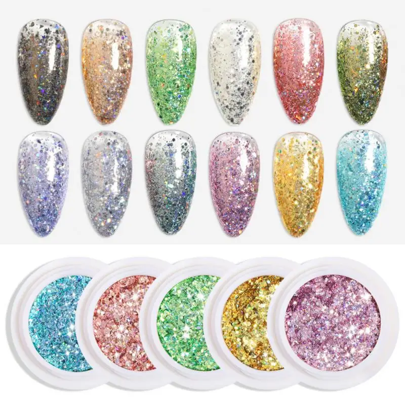 New 10 g Nail Art Laser Glitter Sequins 12 Color Powder Decorations Boxed Ultra-thin Symphony | Красота и здоровье