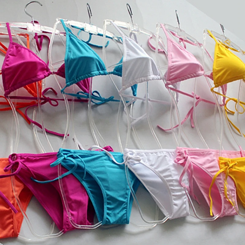 

Hot Sale Worldwide Female Favorite Classic Pattern Promotion Cheap Sexy Swimwear Strappy Halters Women micro Bikini 2020