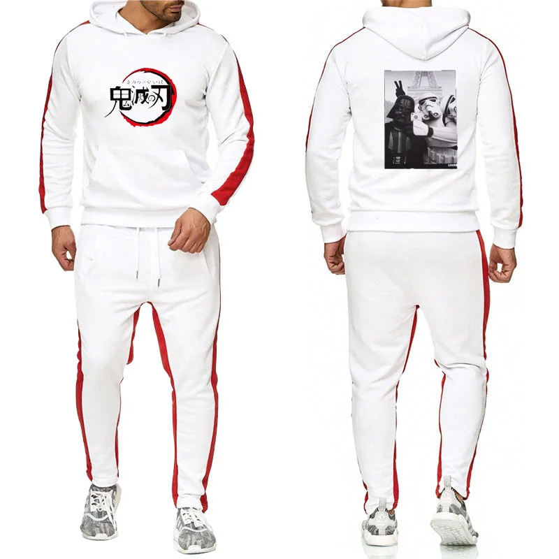 Тренд Осень Зима 2019 хлопок Мужские Комплекты Толстовки Брюки 2 шт. спортивный
