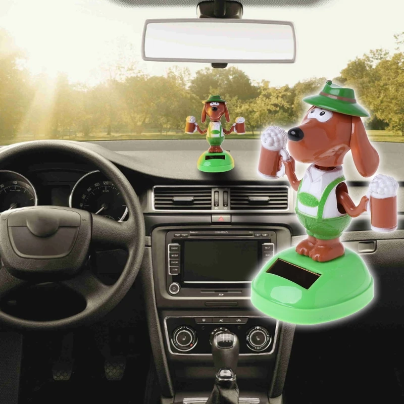 

2021 New Solar Powered Dancing Bobble Head Beer Dog Educational Toy Car Ornament Toy Kids