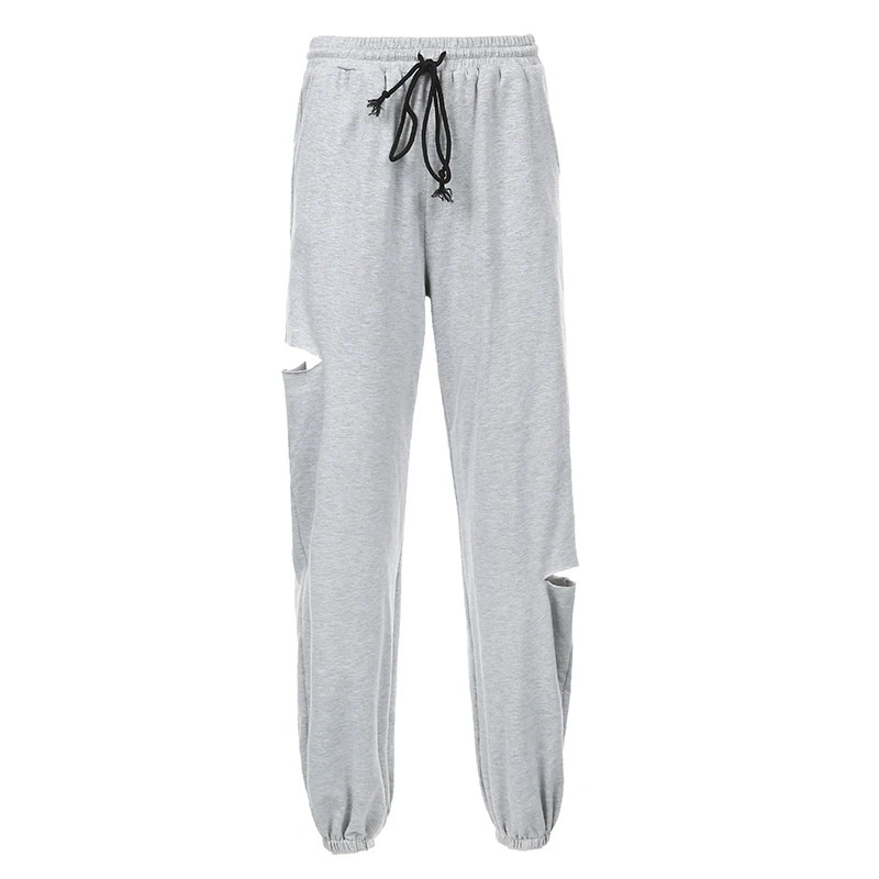 

Weekeep Streetwear Women Casual Joggers Sweatpants Casual Hole Drawstring High Waist Baggy Trousers Retro 90s Hip Hop Pants 2020