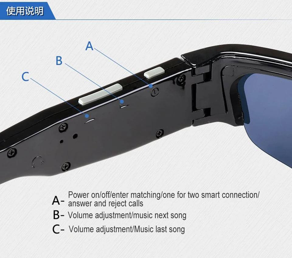 저렴한 스마트 골전도 헤드셋 안경 무선 블루투스 선글라스, 음악 듣기 및 전화 IPX4 방수
