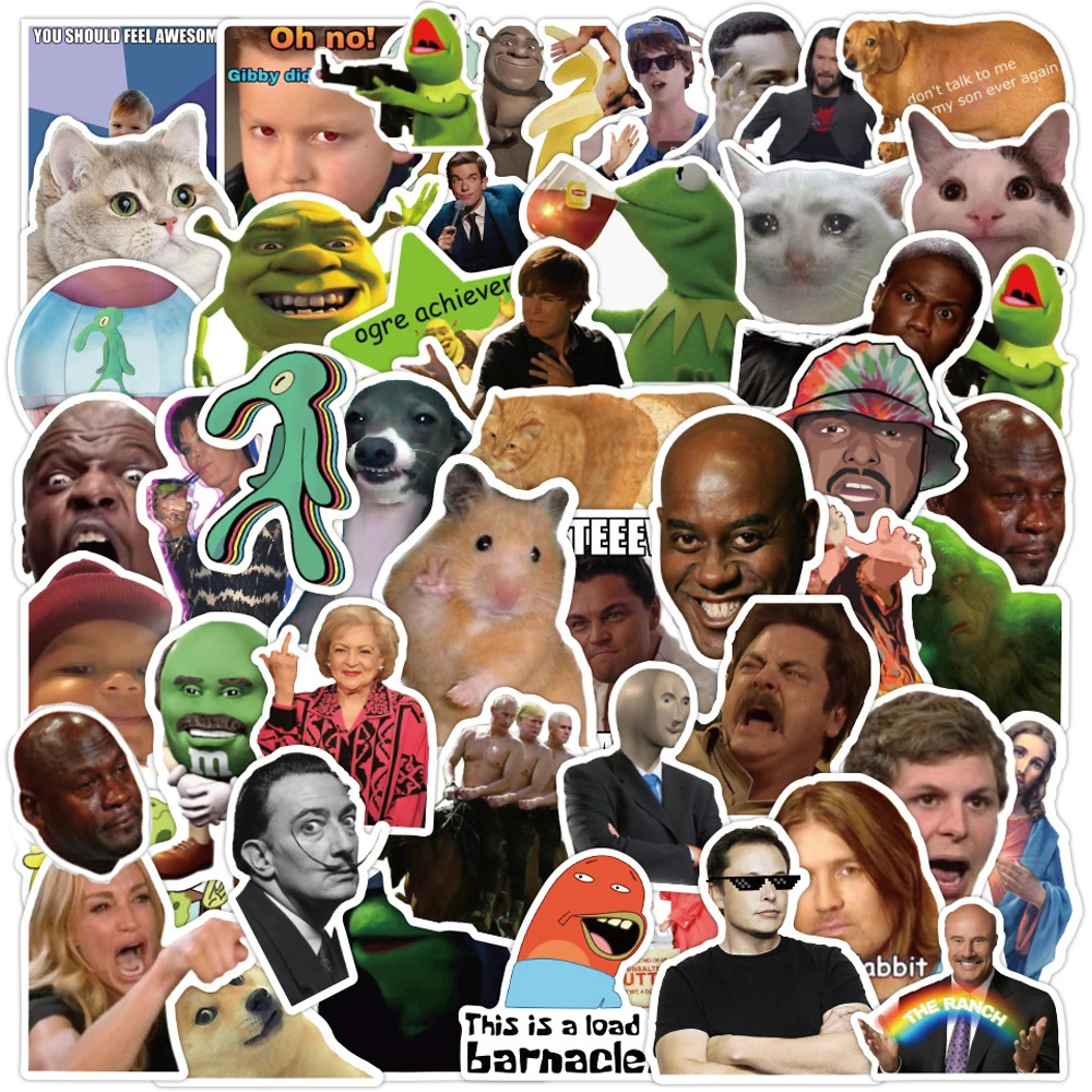 

50PCS Classic Funny Meme Stickers for Laptop Water Bottle Skateboard Waterproof Graffiti Decals Aesthetic Sticker Packs Kids Toy