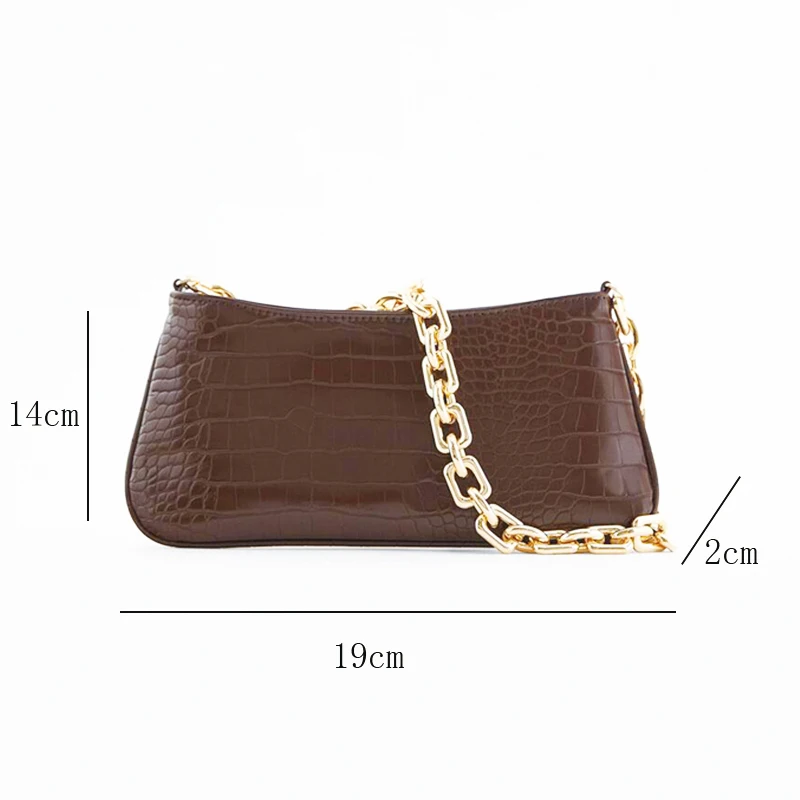 

Female Travel Tote 2021 New Fashion Crocodile Pattern Chain Shoulder Baguette Women Designer Luxury MINI High Quality Handbag