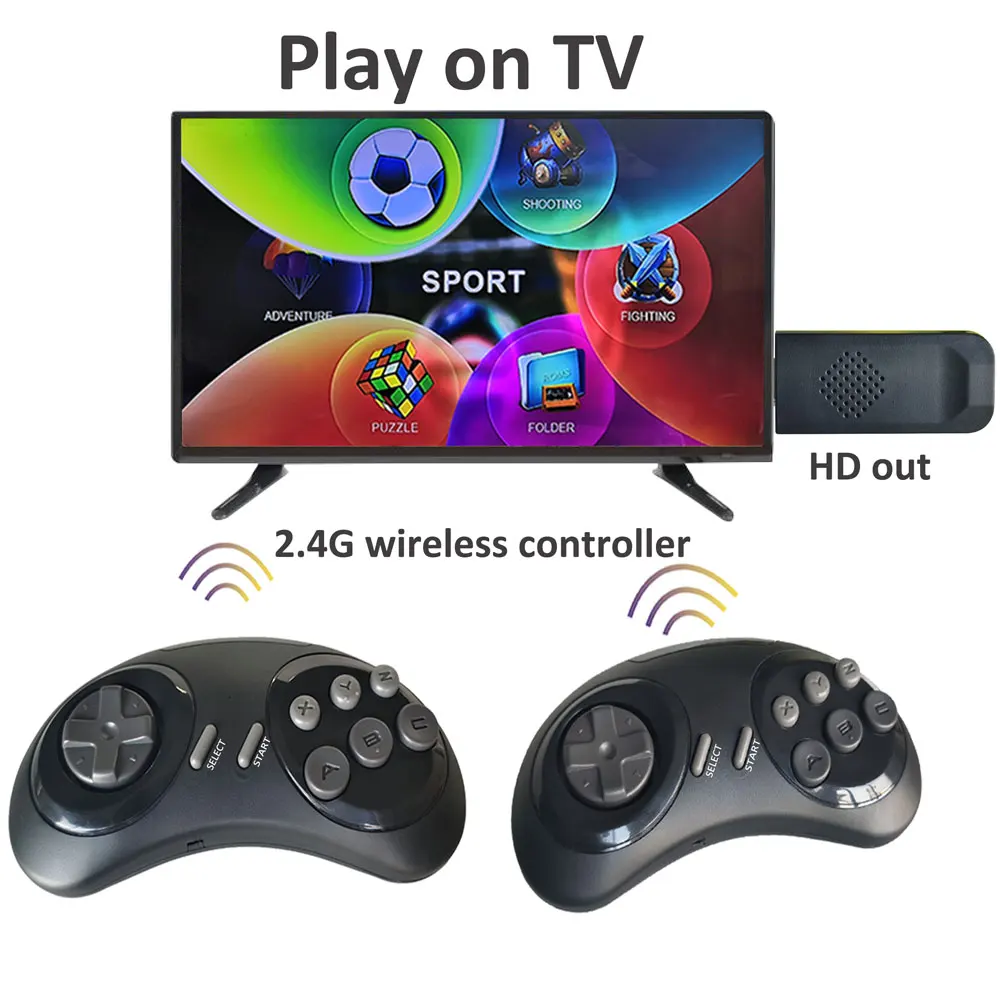 HD Game Stick 16 Bit Video Consoles Built in 688 Retro Games For Sega Genesis Mini 4K Wireless TV Console | Электроника