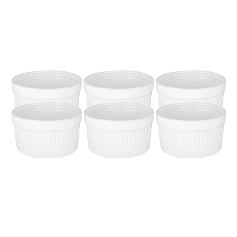 

6 упаковок 3-дюймовых керамических Ramekins фарфоровых суфле чашек для блюд крем-брюле, для суфле чашек, для выпечки Ramekin