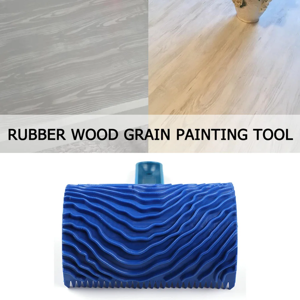 

Tool Home Graining Empaistic Decoration Painting Roller Rubber Wall Brush Art Handle Durable Imitation Blue DIY Wood Pattern