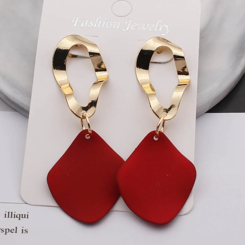 ES805 Red ES775 новые модные Подвесные серьги зеленые, белые, красные геометрические Висячие серьги для женщин панк металлическая Сережка Модная бижутерия элегантные - Окраска металла: ES805 Red