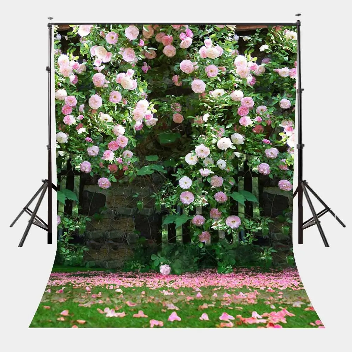 

Nature Scenery Photography Backdrop Millennial Pink Flower Wall Green Leaves Background A Vibrant Garden