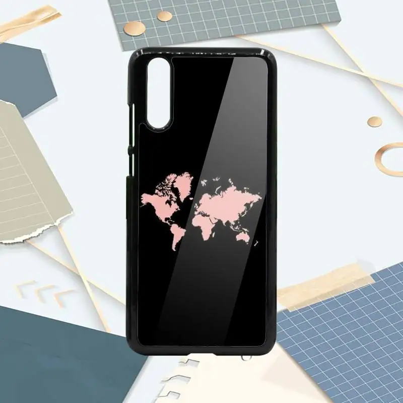 

World Map Travel aircraft Phone Case PC For Samsung galaxy S note 8 9 20 10 e lite2019 plus pro ultra