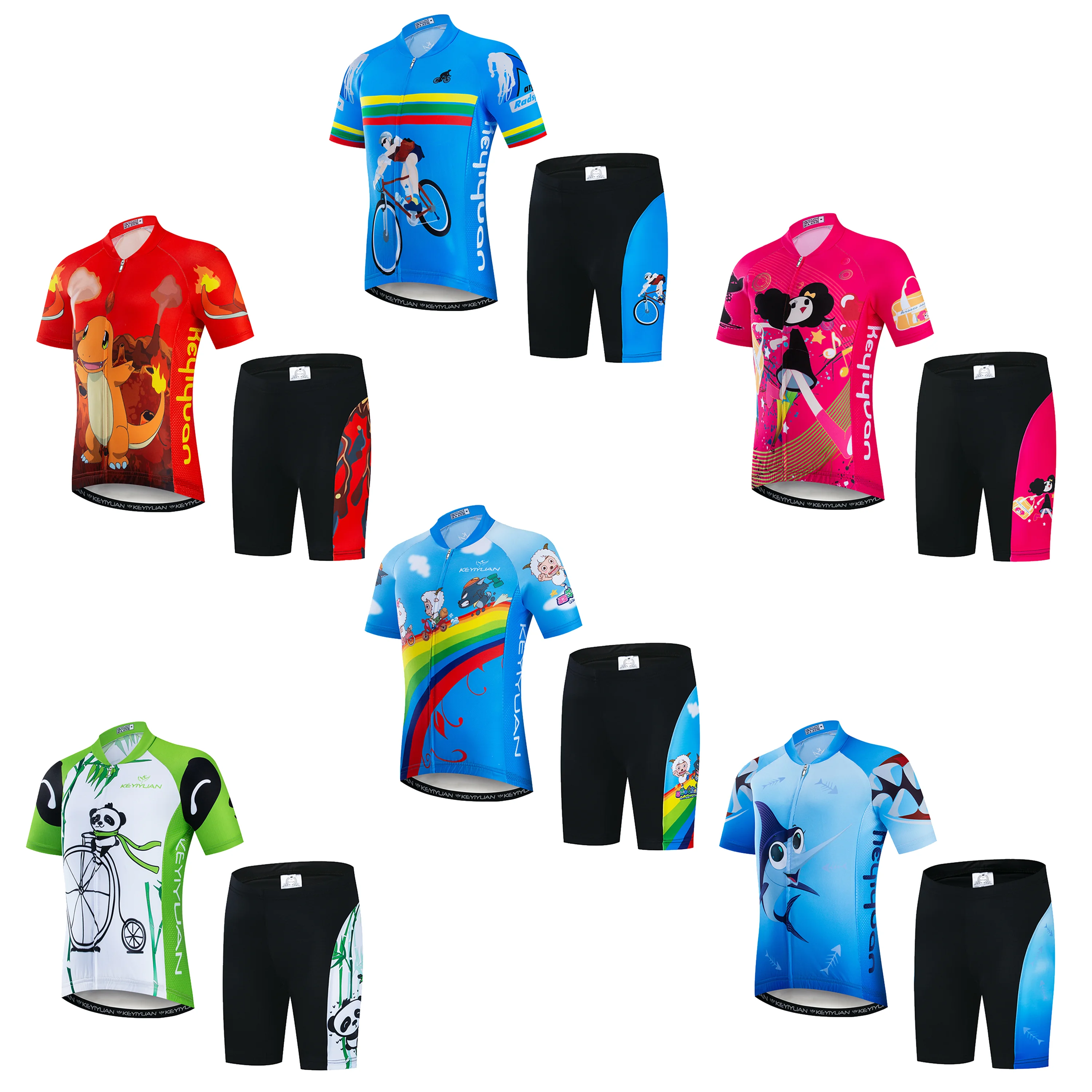

KEYIYUAN Sweatshirt Cycling Jersey Short-sleeved Tops Kids Mountain Bike Cycling Shirt Summer Breathable MTB Camisas Ciclista