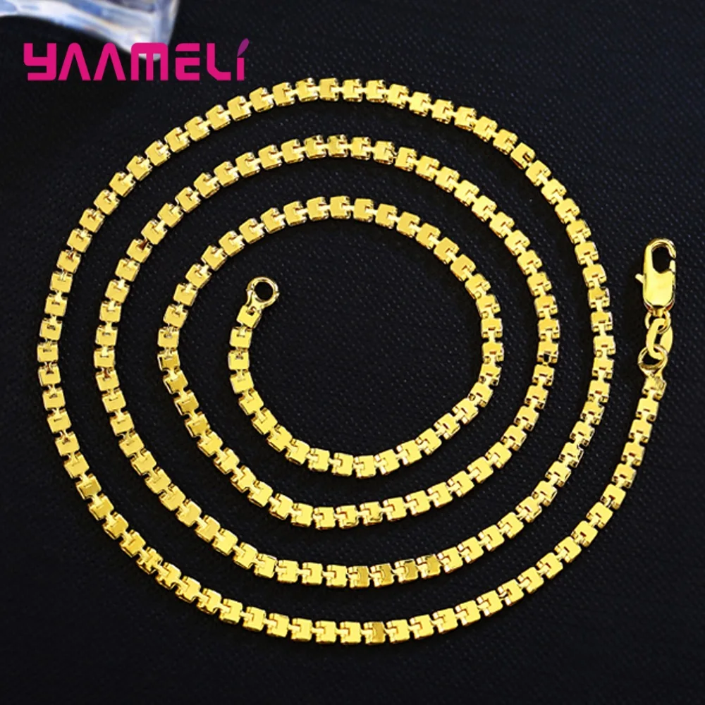 Цепочка Женская квадратная золотистая длиной от 16 до 24 дюймов шириной 2