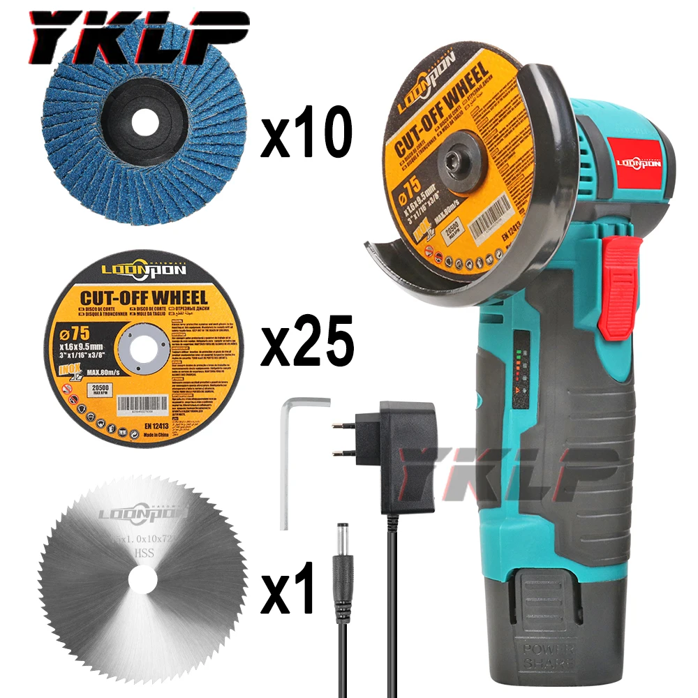 

Мини 12 вольт. Бесщеточная Беспроводная угловая шлифовальная машина, мини-резак с лезвием пилы и одной батареей 1/2, литиевая батарея