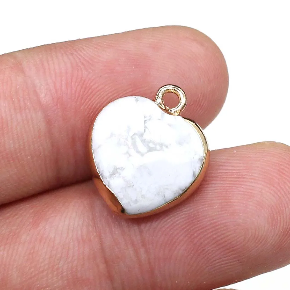 

Natural Stone Pendant Love Heart Shape Blue Sand Malachite Crystal for Charms Jewelry Making DIY Necklace Earring Gift 15x18mm