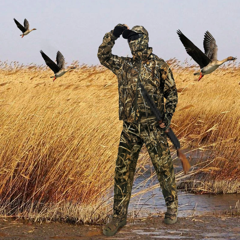 Осенне-зимняя камуфляжная бионическая одежда, Ghillie костюм для охоты, водоплавающая одежда, куртка и брюки