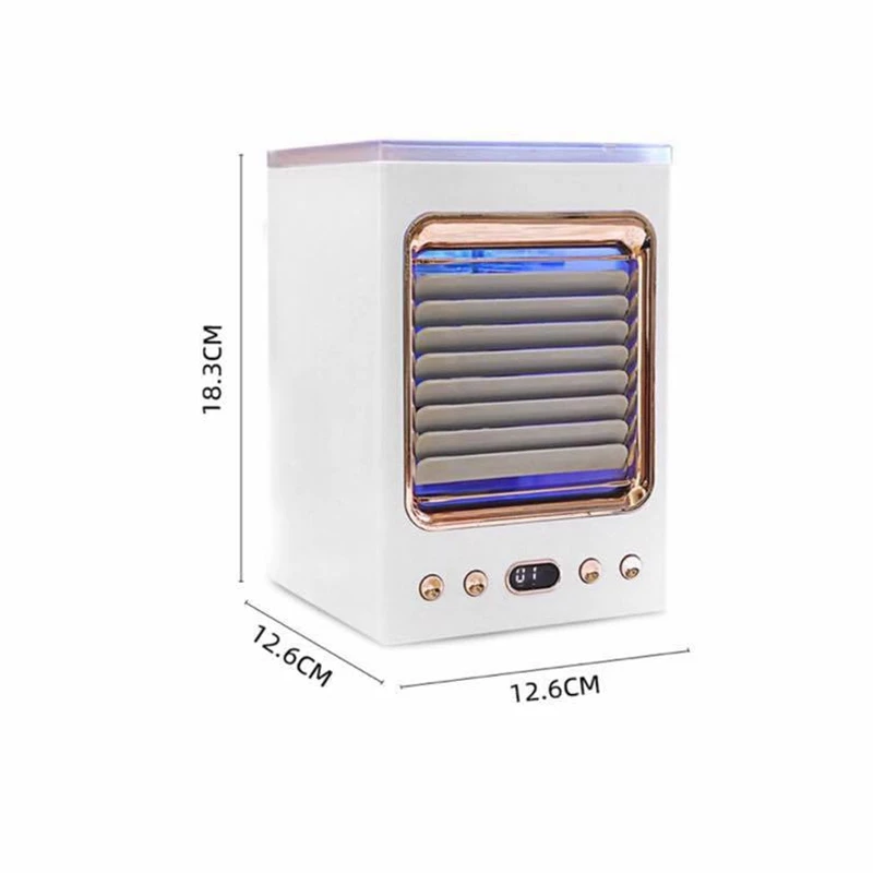 

Mini Portable Refrigeration Air Conditioner Multi-Function Humidifier Desktop Air Cooler for Office Home,White+Gold