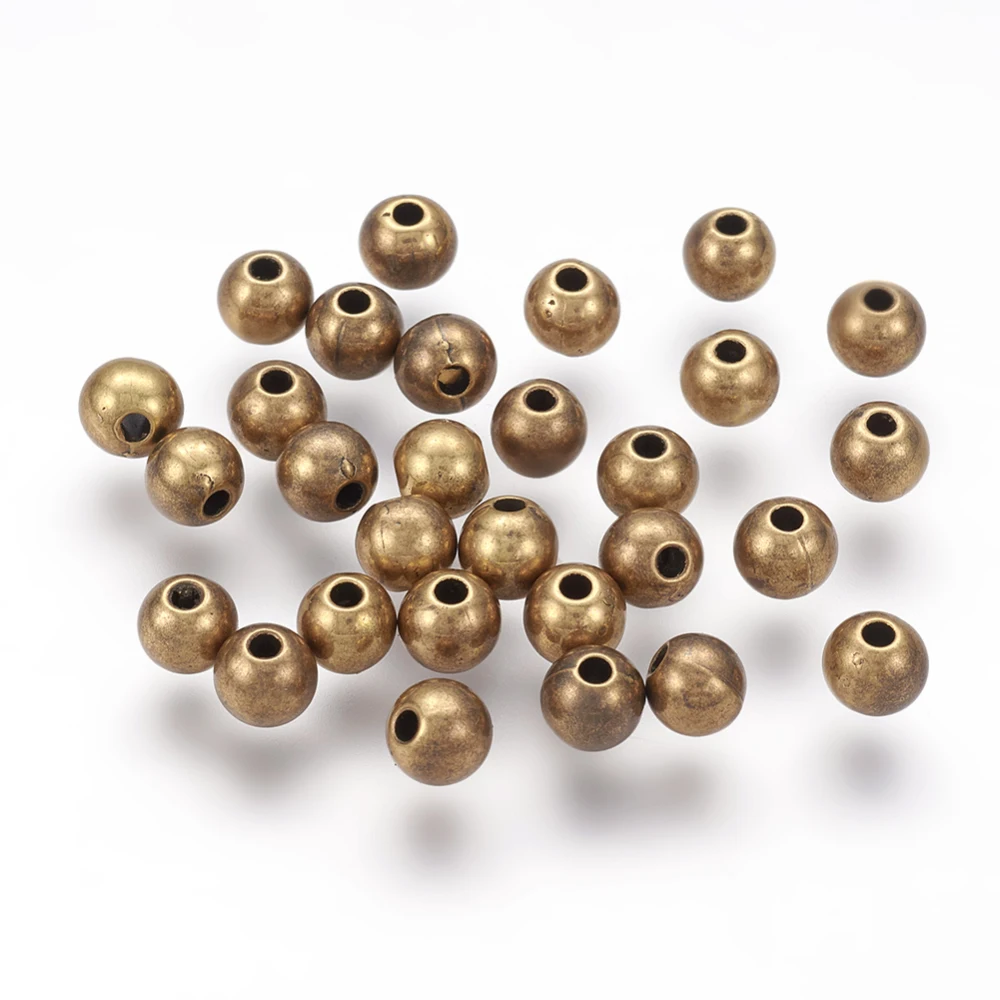 

50PCS CCB Plastic Round Beads Antique Bronze 6mm Hole: 1.5mm