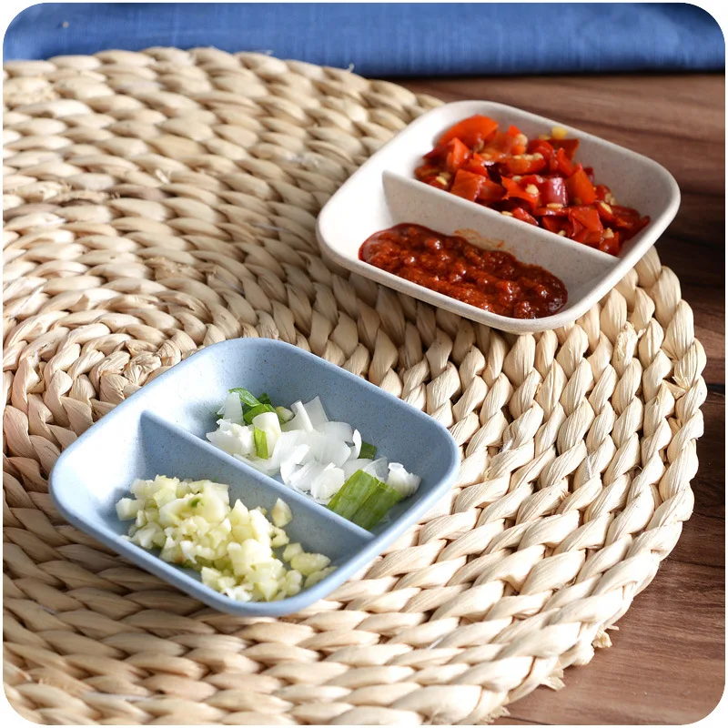 Пшеничная солома квадратное разделены приправы блюда Настольный контейнер для