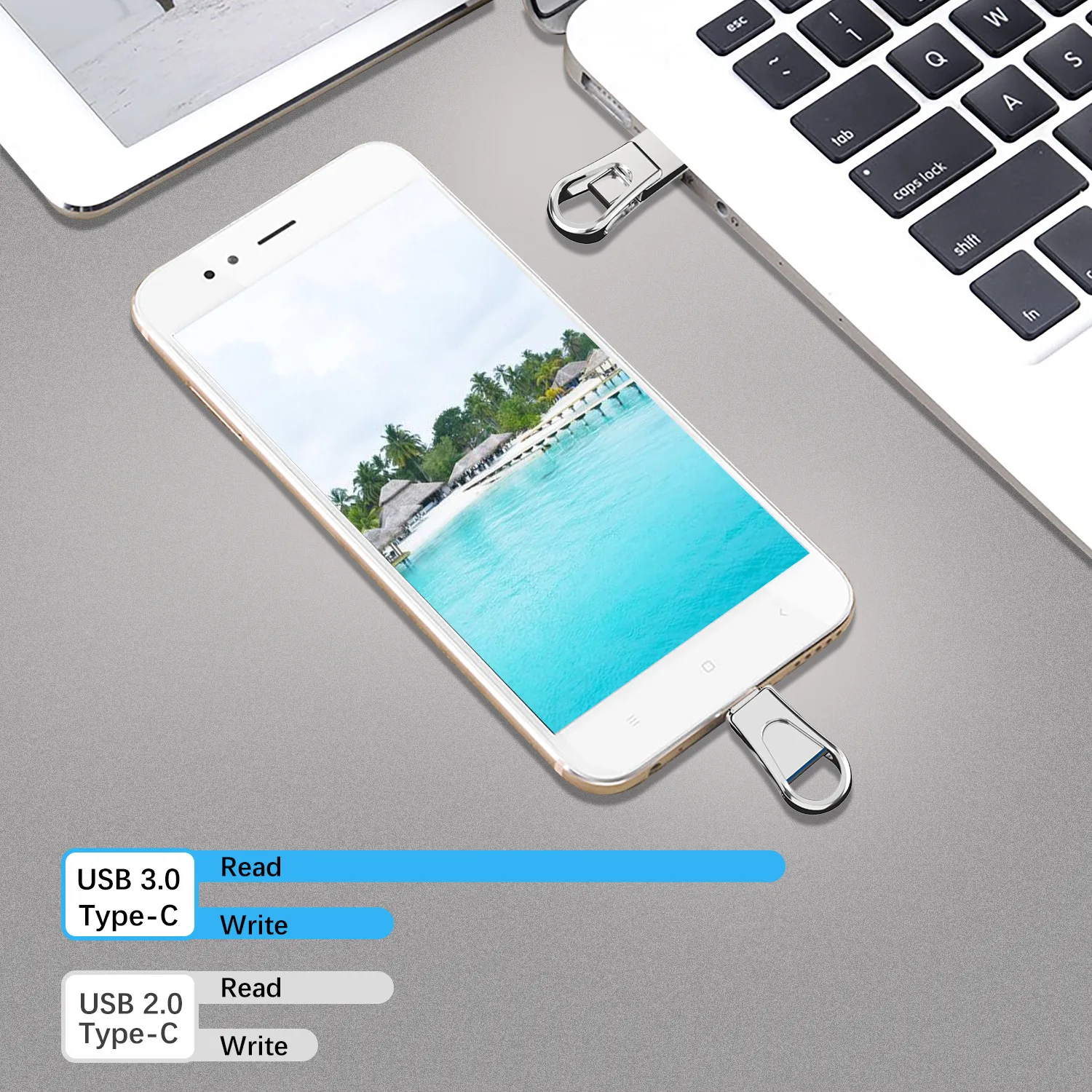 Clé USB,Mini clé usb 3.0 OTG Type C étanche 2 en 1,support à mémoire ...