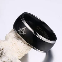 creative fashion freemasonry ag logo black ring luxury popular simple personality hip hop party unisex jewelry accessories