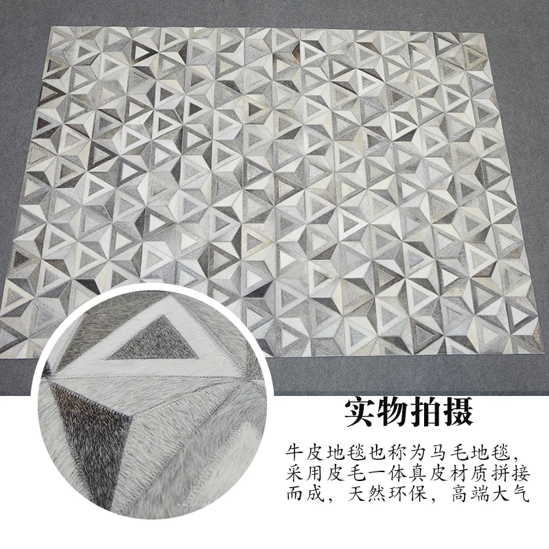 安い 豪華な手作りの牛革カーペット,リビングルームの大きなリネン,寝室のソファ,本物の毛皮の床マット