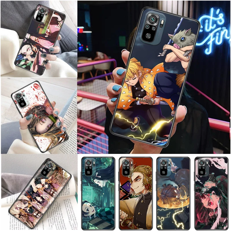 

Demon Slayer Kamado Nezuko Kimetsu No Yaiba Kamado Tanjirou Agatsuma Zenitsu Phone Case For Xiaomi Redmi Note 10 10T Pro Coque