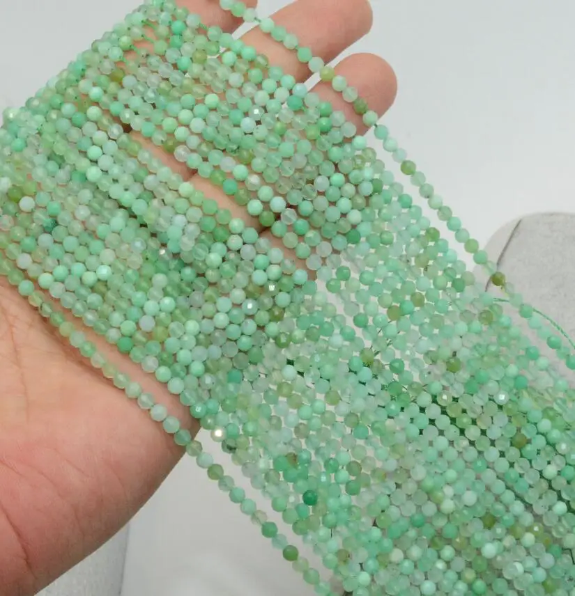 Chrysoprase Натуральный Полудрагоценный круглый ограненный камень Бусины 3 мм-тансанит/Лапис/Малахит/хризопраз/диопсид/Аквамарин - Цвет: Chrysoprase