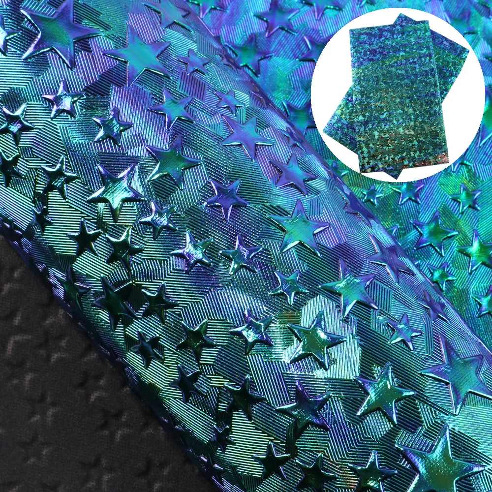 20*33 см лист из искусственной кожи с текстурой в виде звезды радужная обивка