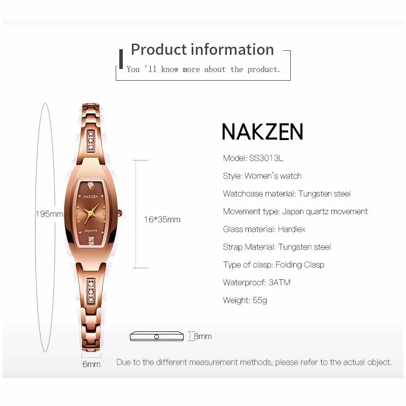 Часы наручные NAKZEN женские кварцевые водонепроницаемые Роскошные деловые с