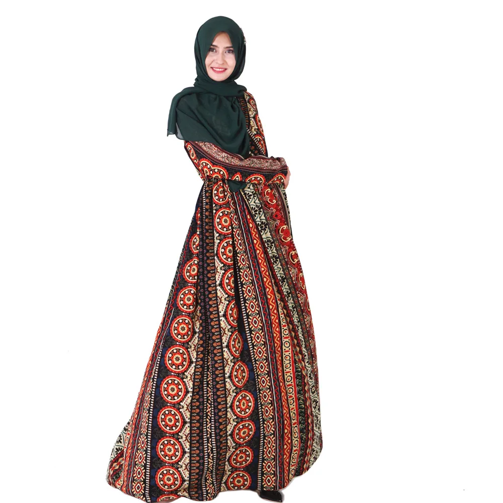 Мусульманских свободные макси элегантная абайя высокое качество печати v