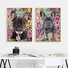 Картина на холсте с изображением щенка, абстрактного животного, для детской комнаты