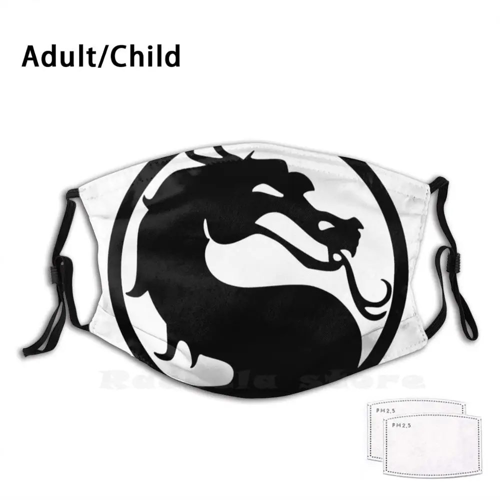 

Black And Withe Mortal Kombat Logo Adult Kids Anti Dust Pm2.5 Filter Diy Mask Black Withe Cage Friendship Fan Mortal Kombat