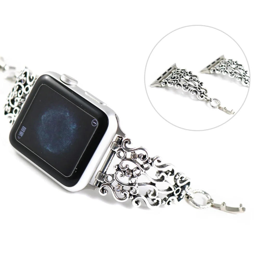 Металлический ремешок для Apple Watch SE Band Series 6 5 4 3 браслет-цепочка в ретро стиле iWatch 40