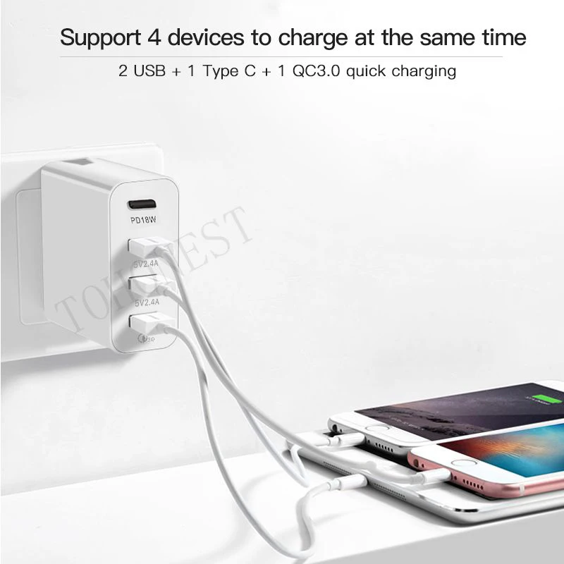 Умное зарядное устройство с 4 USB портами 48 Вт быстрое 3 0 для iPhone Samsung Xiaomi Huawei