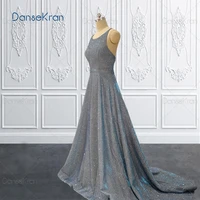 sparkle prom dresses 2022 with criss cross back elegant long women dress for evening party a line glittery maxi gowns