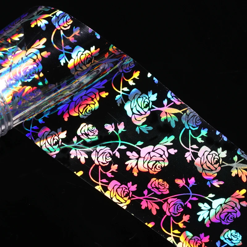 4*100 см роза кружево Голографическая фольга для ногтей геометрический дизайн