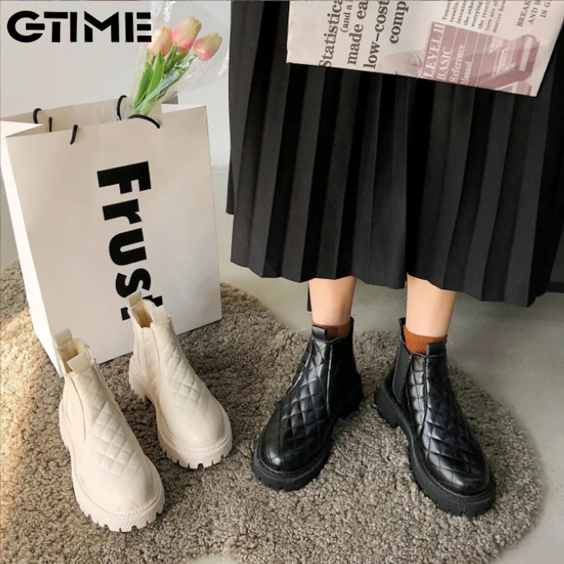 

Woman Martin Boots Non-Slip Snow Boots Raise The Bottom Warm with Velvet Short Lattice Luxury Designer #LAHXZ-552