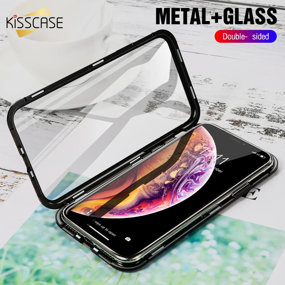 Магнитный адсорбционный чехол KISSCASE для iPhone 7 чехлы со стеклом 7Plus 8X6 6S XSMAX XS с