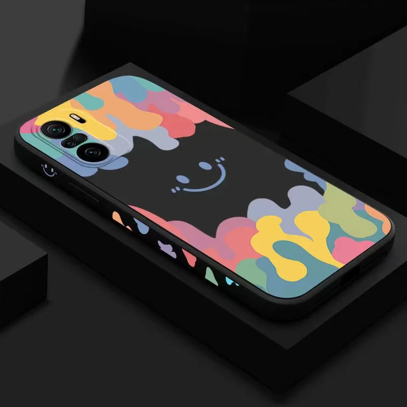 summer ice cream smile face phone case for xiaomi redmi note 8 7 pro 9a mi 10 10s 8 11 lite luxury cartoon square silicone cover free global shipping