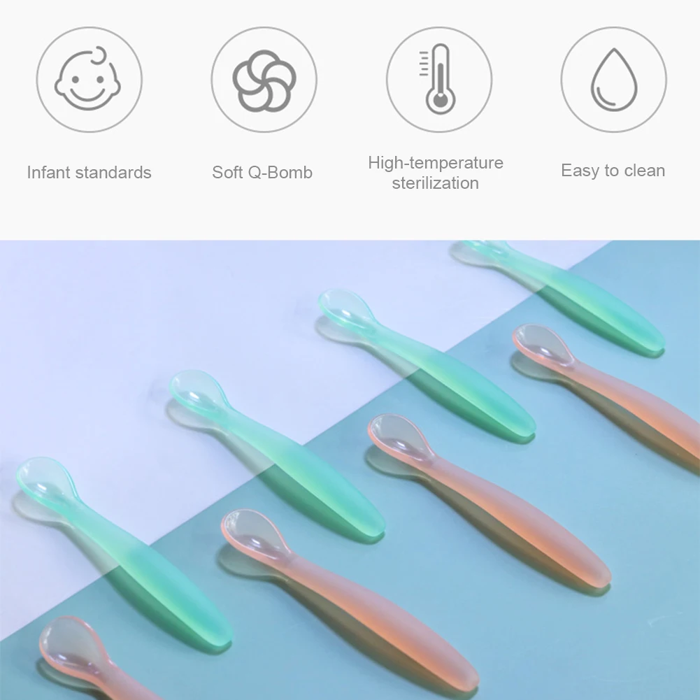 

Baby Spoons Soft Silicone Feeding Spoon Tableware For Children Safety Feeding Infant Spoon Flatware Tools For Patchwork Utensil