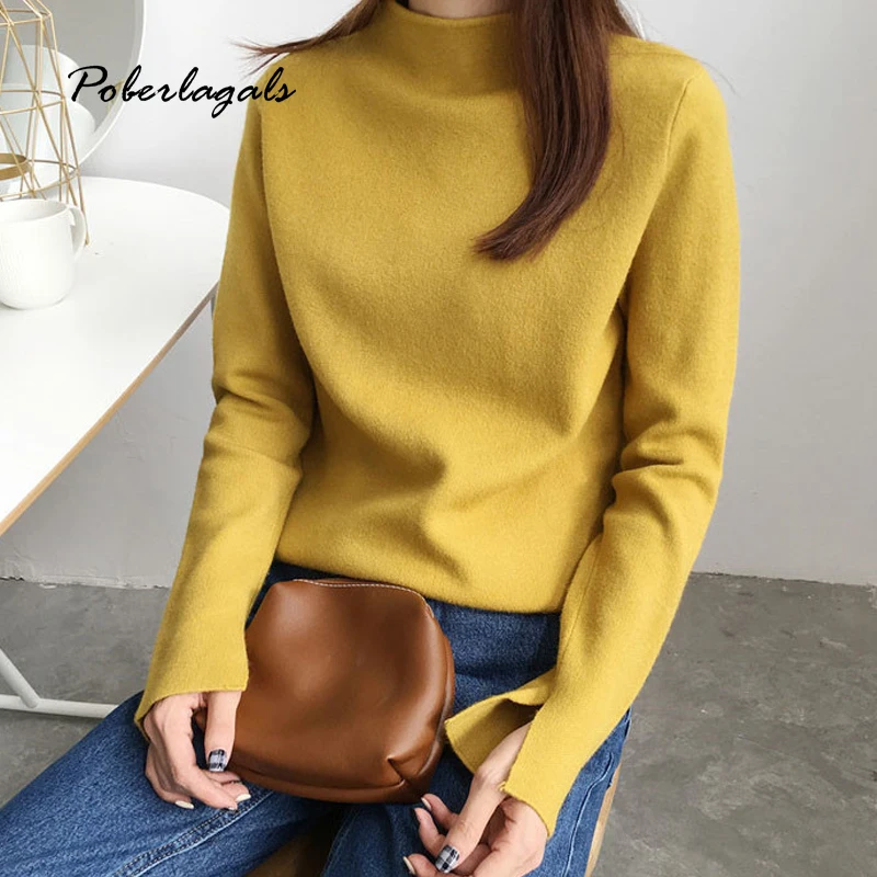 Autumn Women turtleneck Pullover knitted bottom sweater 2019 Winter Lazy slim Casual Sweaters female Oversize Pullovers | Женская одежда