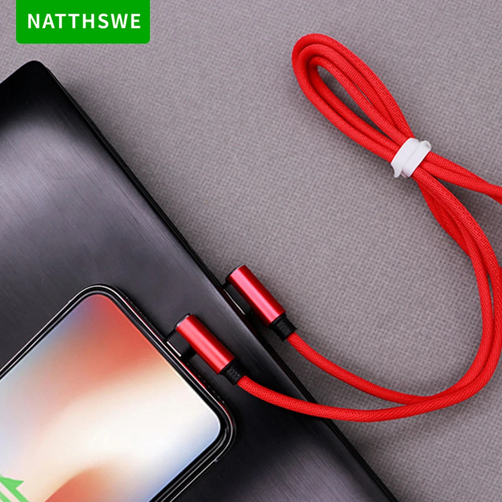 NATTHSWE двойной локоть тип-c USB Lline 90 градусов зарядный кабель для мобильного телефона с нейлоновой оплеткой совместимый для huawei Xiaomi