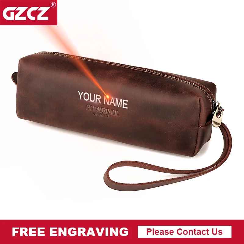 

Cow Leather Pencil Case Large Capacity Business Pencil case For Kids School Office Pen Bag Pouch For Stationery Supplies Zipper