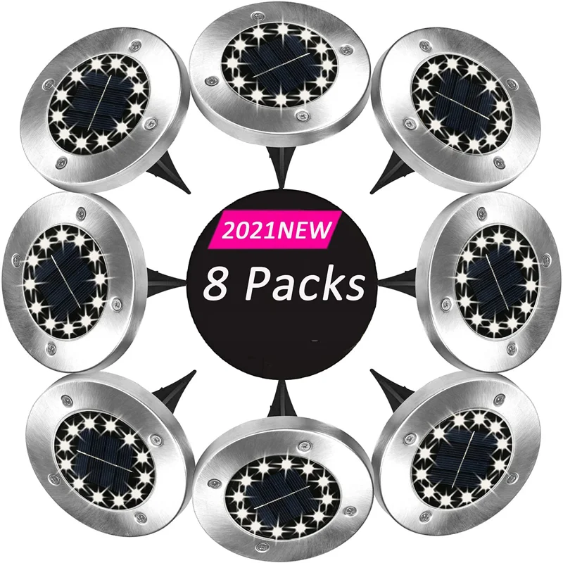 

Solar Ground Lights 8Packs 20 LED Waterproof In-Ground Outdoor Landscape Lighting for Patio Pathway Lawn Yard Driveway