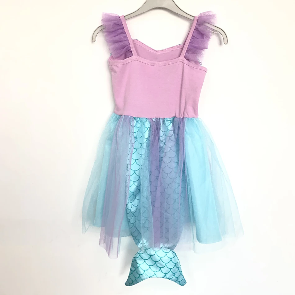 

VOGUEON Little Mermaid Girl Dress Cute Design Fish Tail Princess Dress Sleeveless Halloween Birthday Party Cosplay Costume Kids
