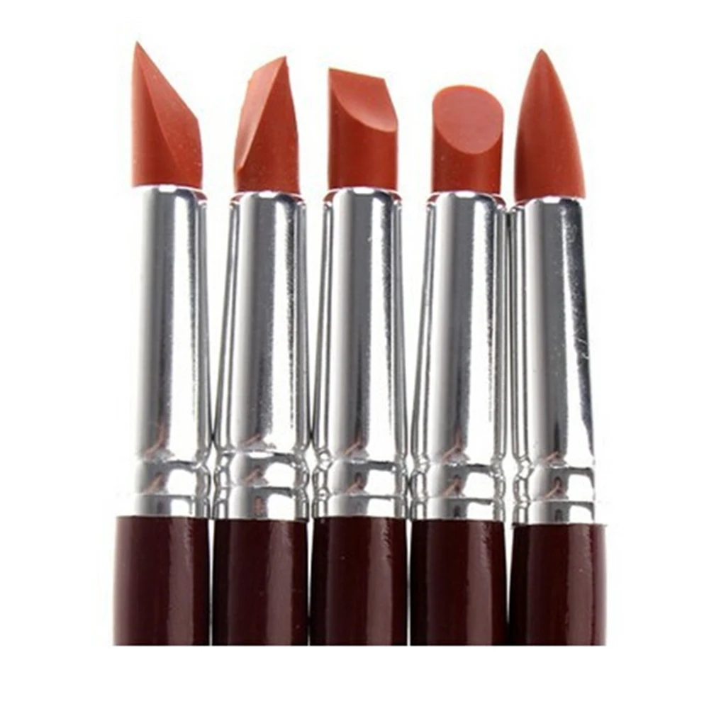

5pcs Silicone Rubber Shapers Polymer Clay Brush Sculpting Modelling Ceramic Tool