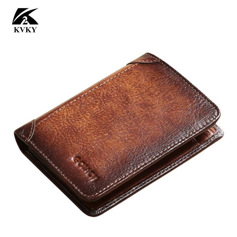 

Luxury Mens Wallet Genuine Leather Bifold Short Wallets Men Hasp Vintage Male Purse Coin Pouch Multi-functional Cards Wallet