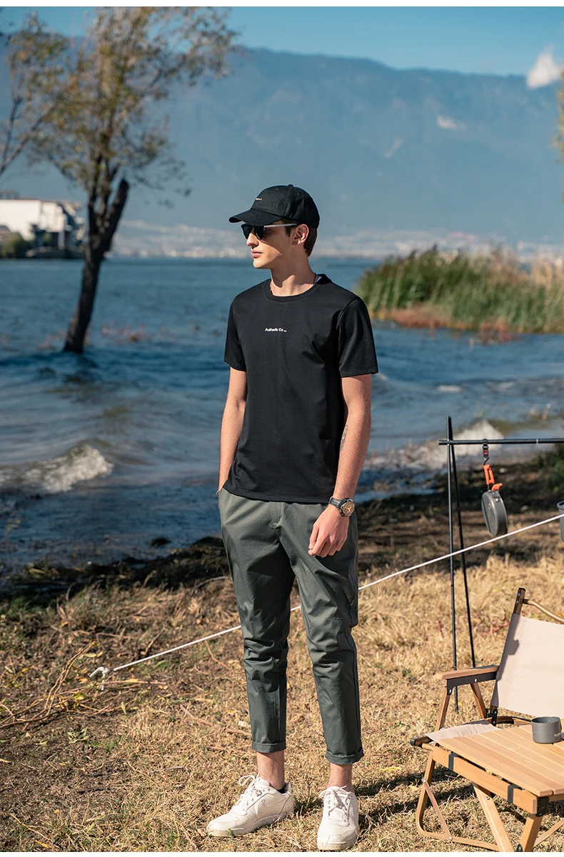 

YTX565 2021 summer boys Korean version of pure color wild simple letter printing short-sleeved T-shirt