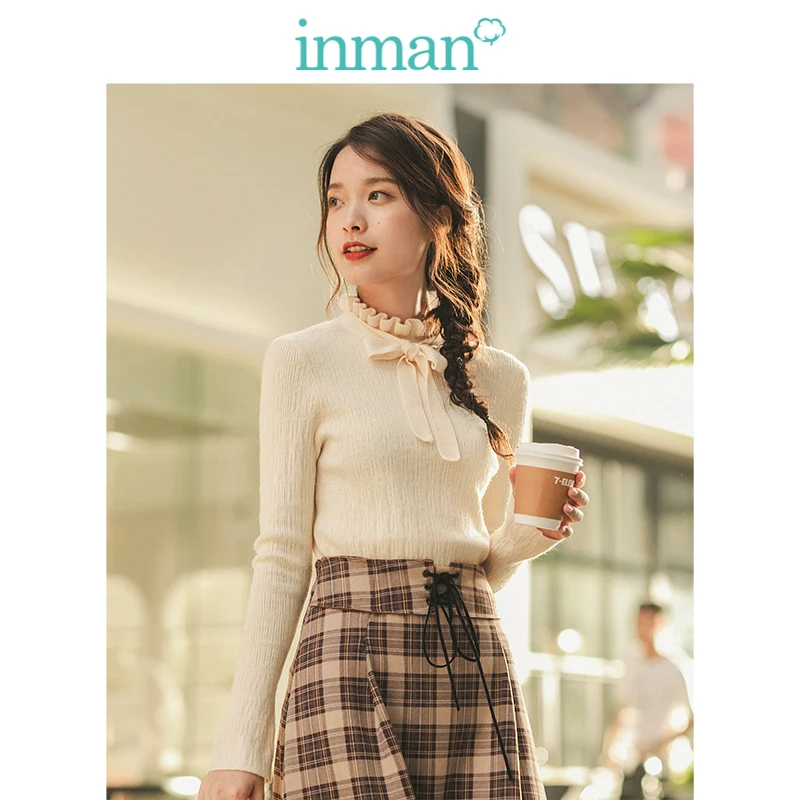 INMAN 2019 Зима Новое поступление литературный сплошной кружевной бант тонкий